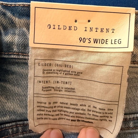 Gilded Intent NWT 90's Split Hem Wide Leg Stretch Jean w/ Button Fly - Picture 6 of 8